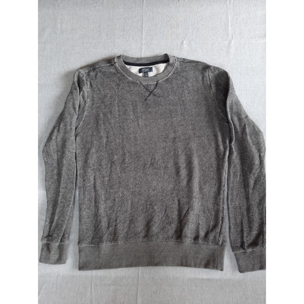 Silver Jeans Co. Men XL Birds Eye Pull-Over Knit Silver‎ Long Sleeve Sweater